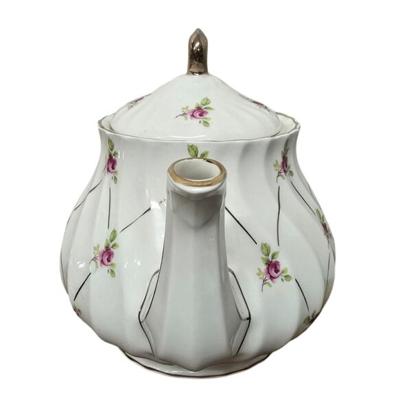 Vintage Sadler England Floral Rose Gold Porcelain Teapot - Picture 3 of 9